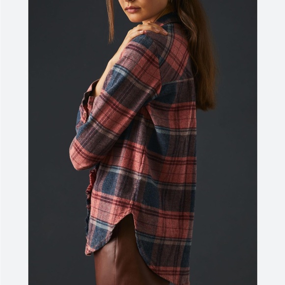 PILCRO Ruffled Flannel Button down Anthropologie Women's XXS Long Sleeve Shirt - Picture 2 of 8
